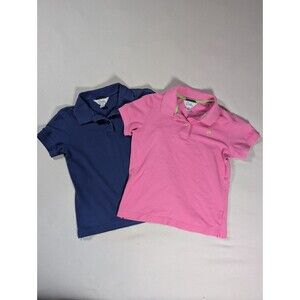 Lot of 2 LILLY PULITZER Shrunken Short Sleeve Polo Shirts Size XS Pink Blue